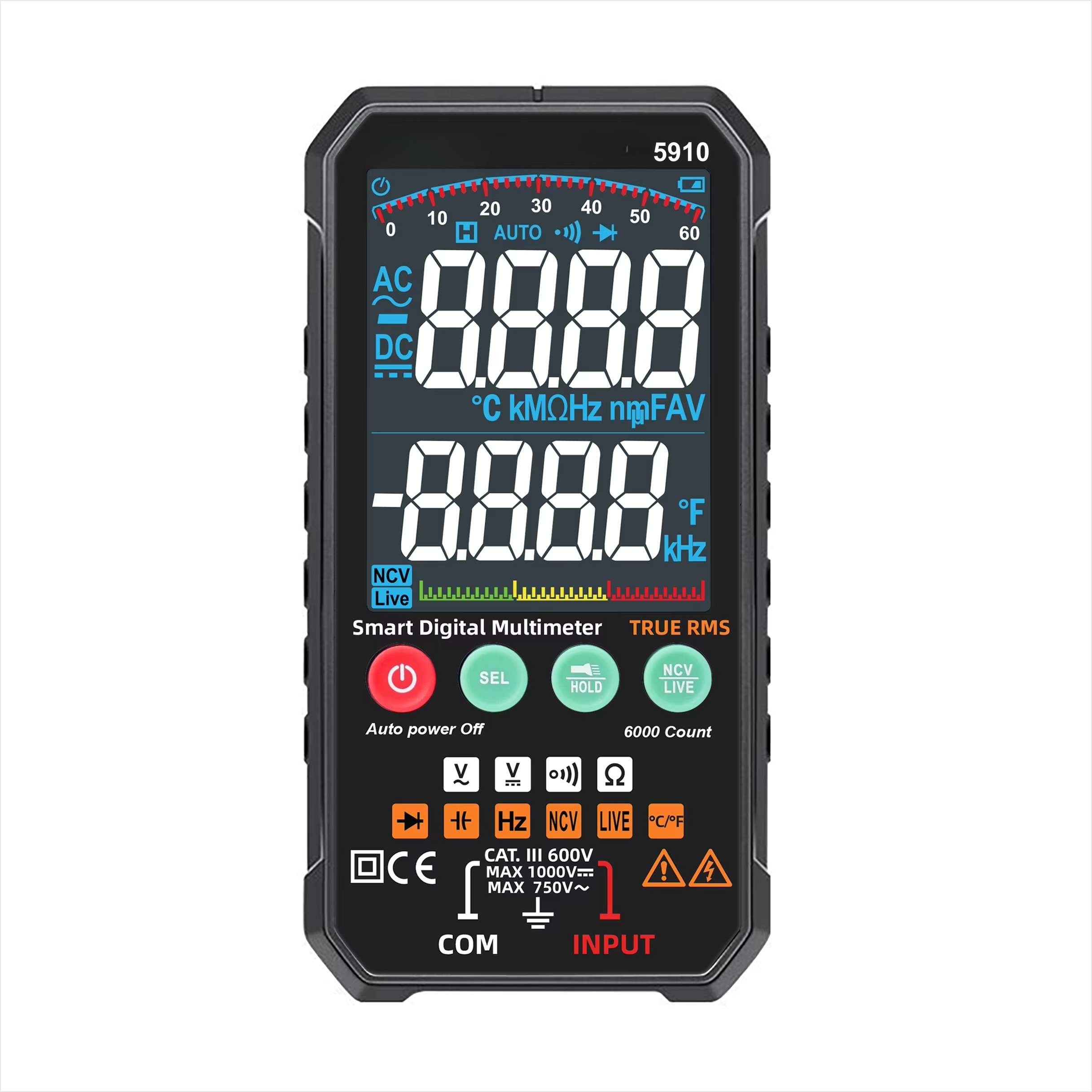 Multimeter Digital - 5910 NCV Temperature Multimeter for HVAC