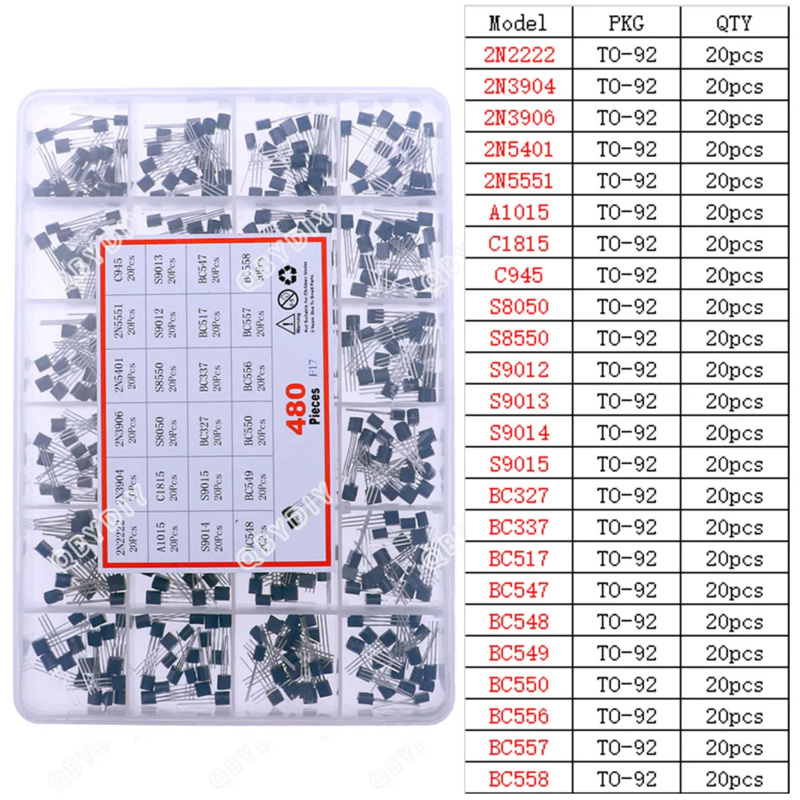 480Pcs 24Types NPN PNP Transis – обзор и цена Mosfet Transistor Set