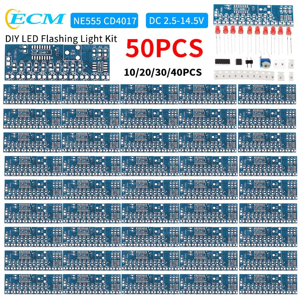 50PCS-5 NE555 +CD4017 Red LED  – обзор и цена Diy Electronics News