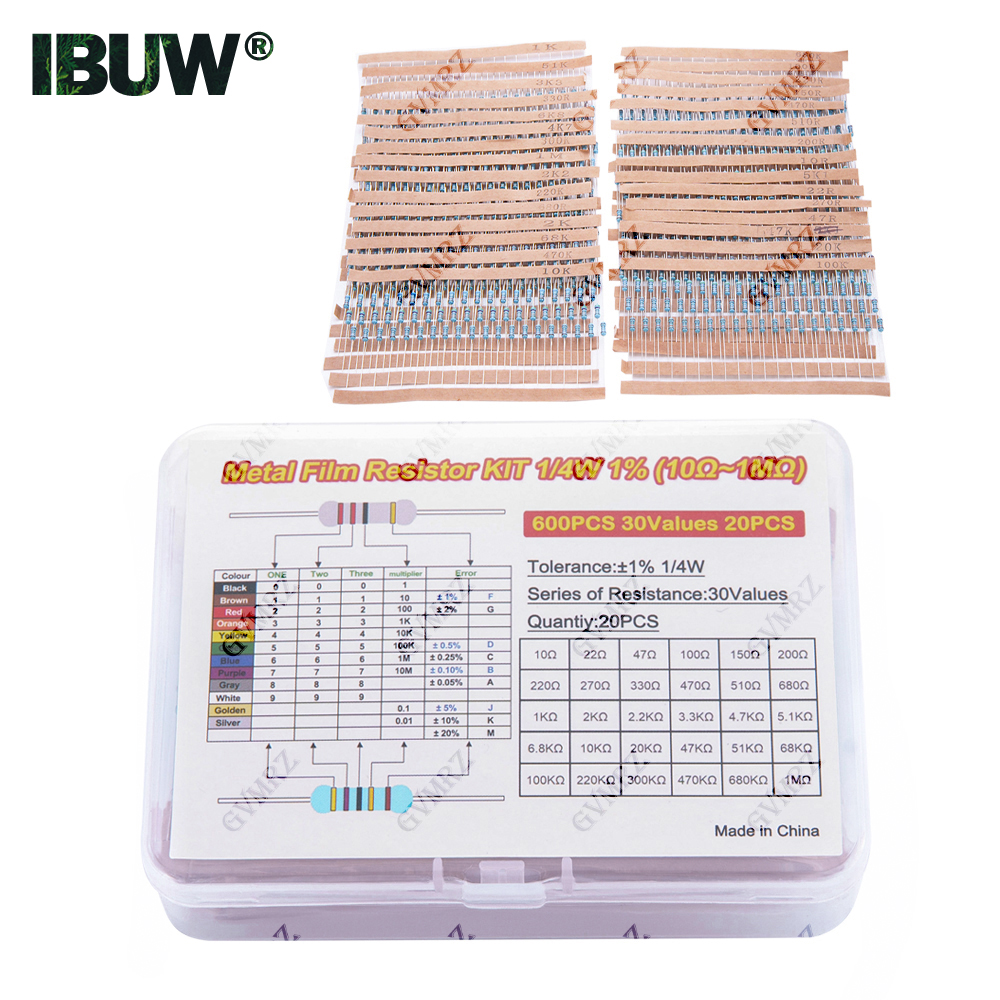 600PCS 30Values 1/4W Metal Fil – обзор и цена Diy Electronics Repair Kit