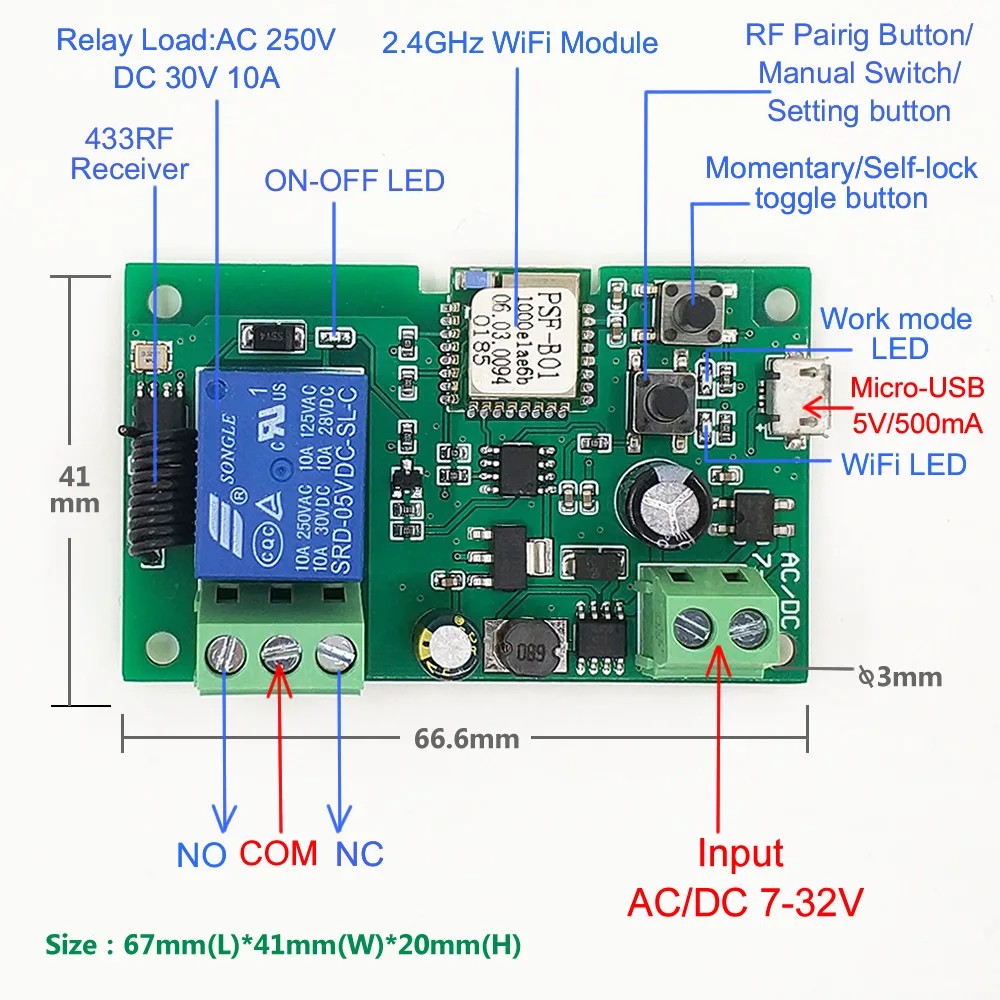 USB 5v DC7-32V eWeLink Smart W – обзор и цена Relay Module 5V
