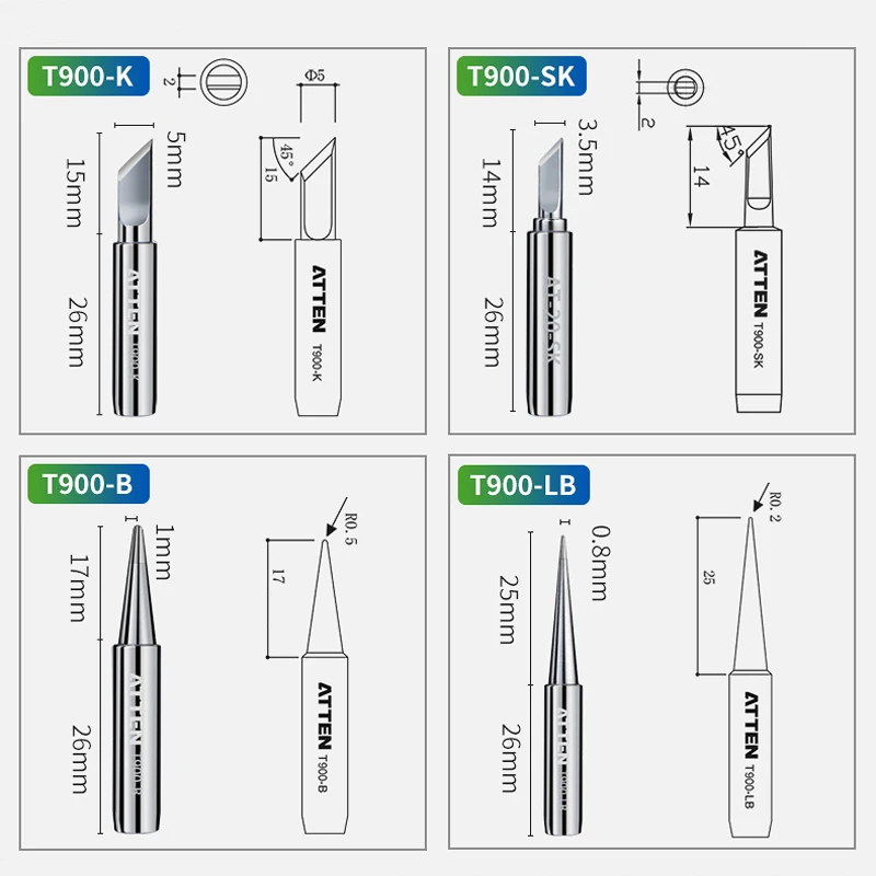 Original ATTEN 5Pcs T900-M Aut – обзор и цена Diy Soldering Station No Electronics