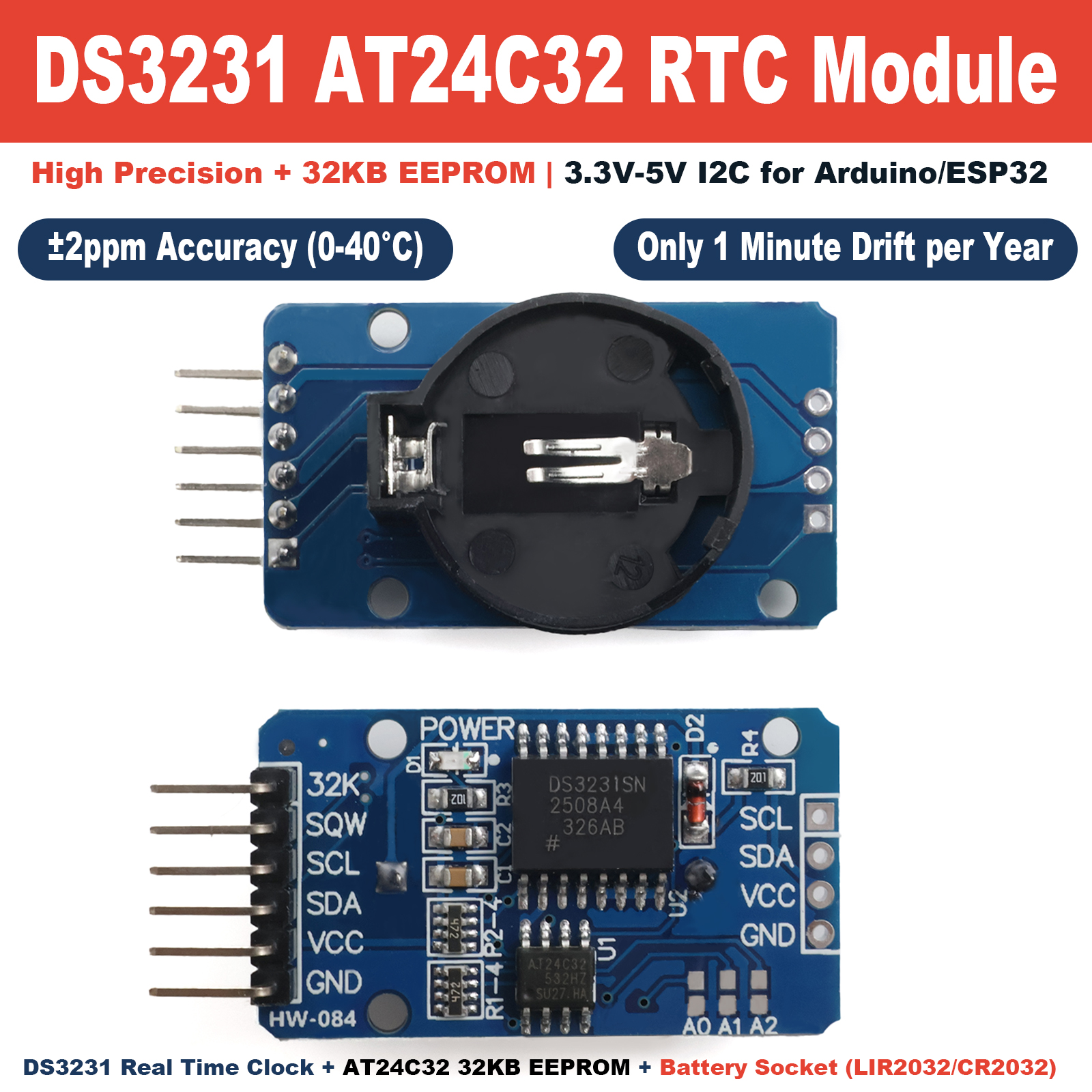 DS3231 AT24C32 IIC Precision R – обзор и цена Rtc Module Ds3231